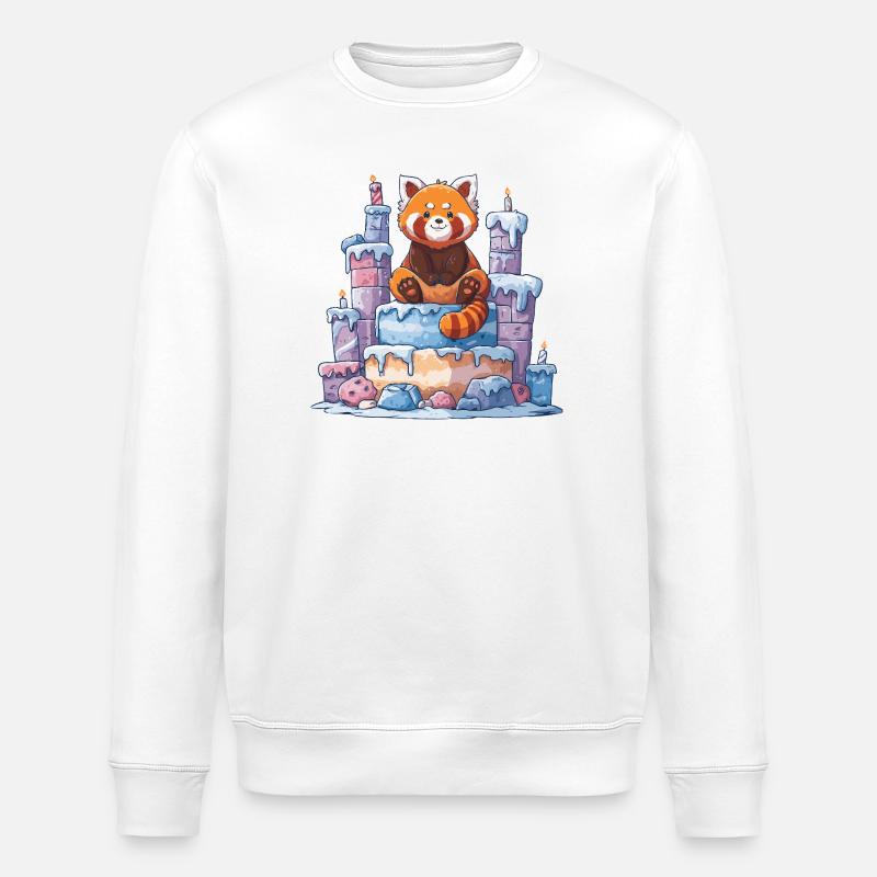 Roter Panda auf Eis-Torte - Stanley/Stella Unisex Bio-Sweatshirt ROLLER - Weiß
