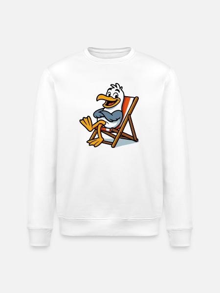Lounge seagull on the beach - Stanley/Stella ROLLER Unisex Organic Sweatshirt - white
