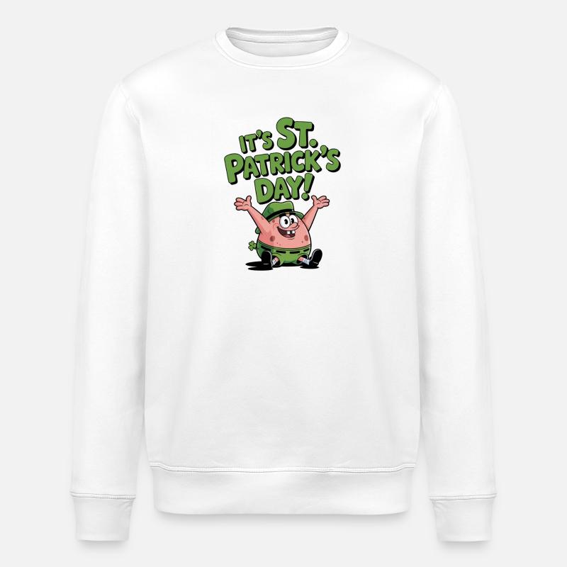 Potato Fun St Patrick's Day - Stanley/Stella ROLLER Unisex Organic Sweatshirt - white