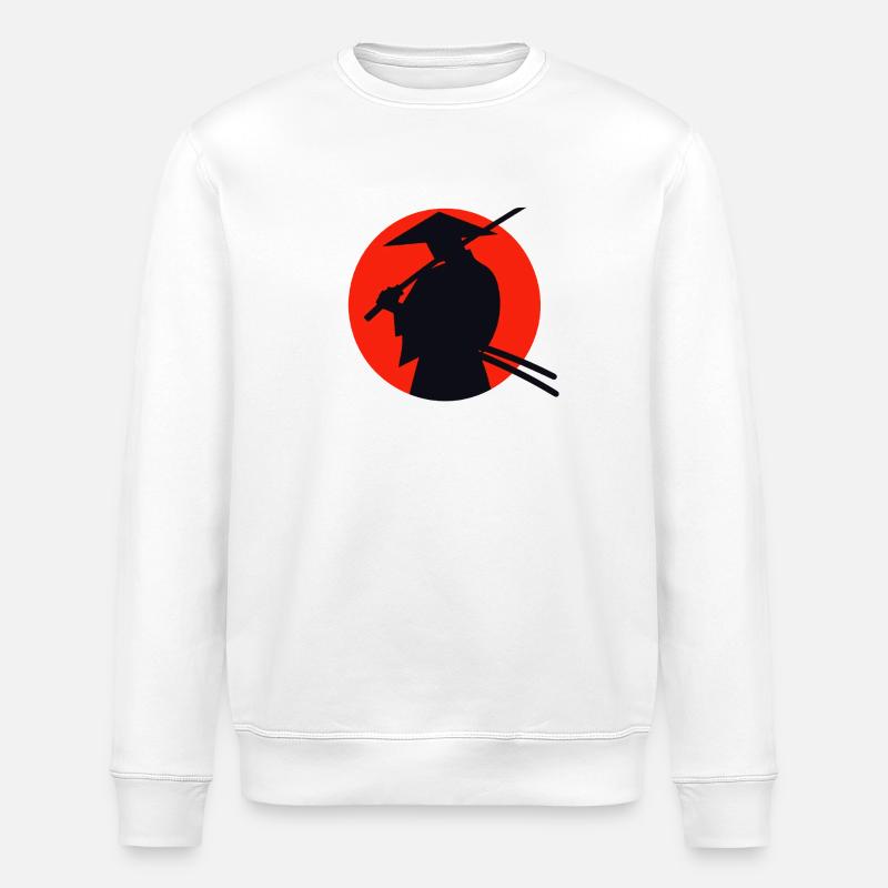 Graduated ninja on red sun background - Stanley/Stella ROLLER Unisex Organic Sweatshirt - white