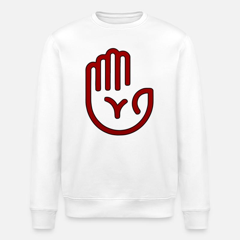 Red Minimal Handprint - Stanley/Stella ROLLER Unisex Organic Sweatshirt - white