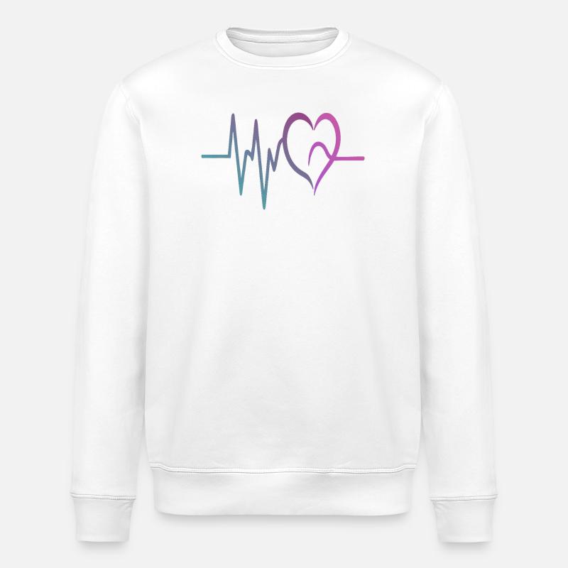 Gradienten-EKG Herz - Stanley/Stella Unisex Bio-Sweatshirt ROLLER - Weiß
