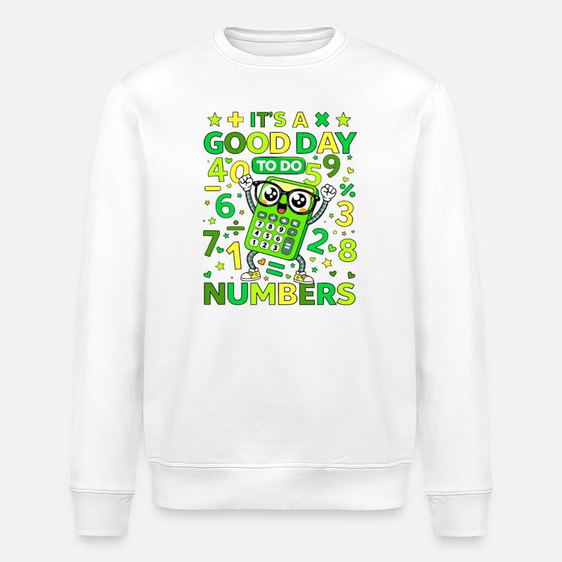 Chiffres de calculatrice joyeuse - Sweat bio ROLLER Stanley/Stella Unisexe - blanc