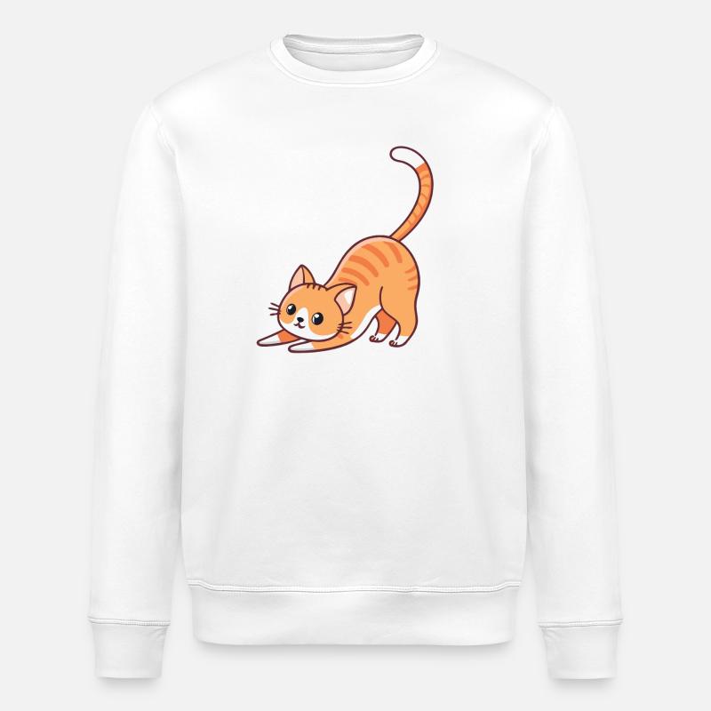 Chaton orange en étirement - Sweat bio ROLLER Stanley/Stella Unisexe - blanc