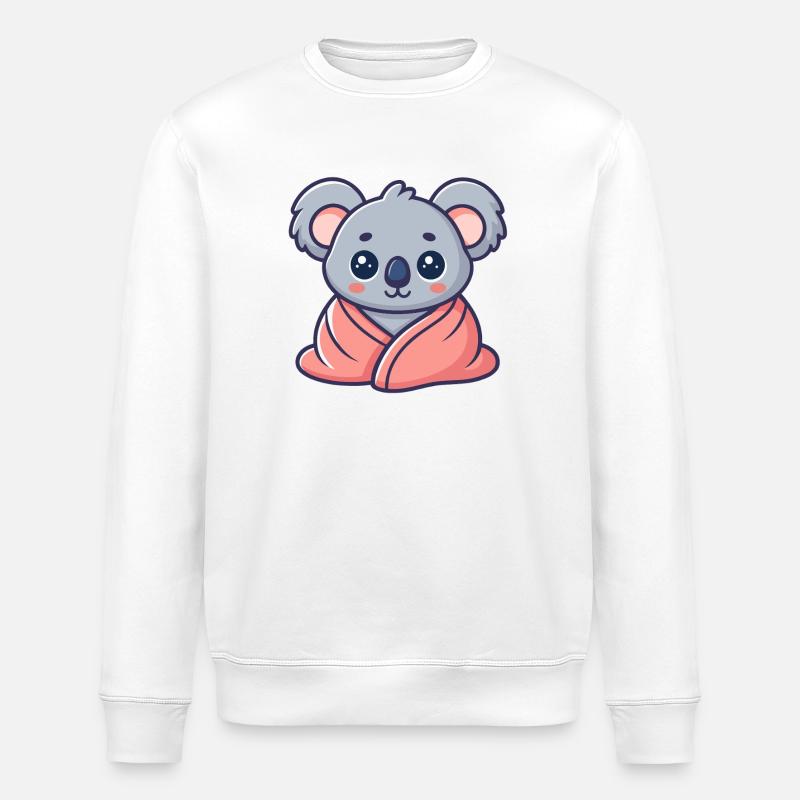 Koala kawaii enveloppé dans drap rose - Sweat bio ROLLER Stanley/Stella Unisexe - blanc