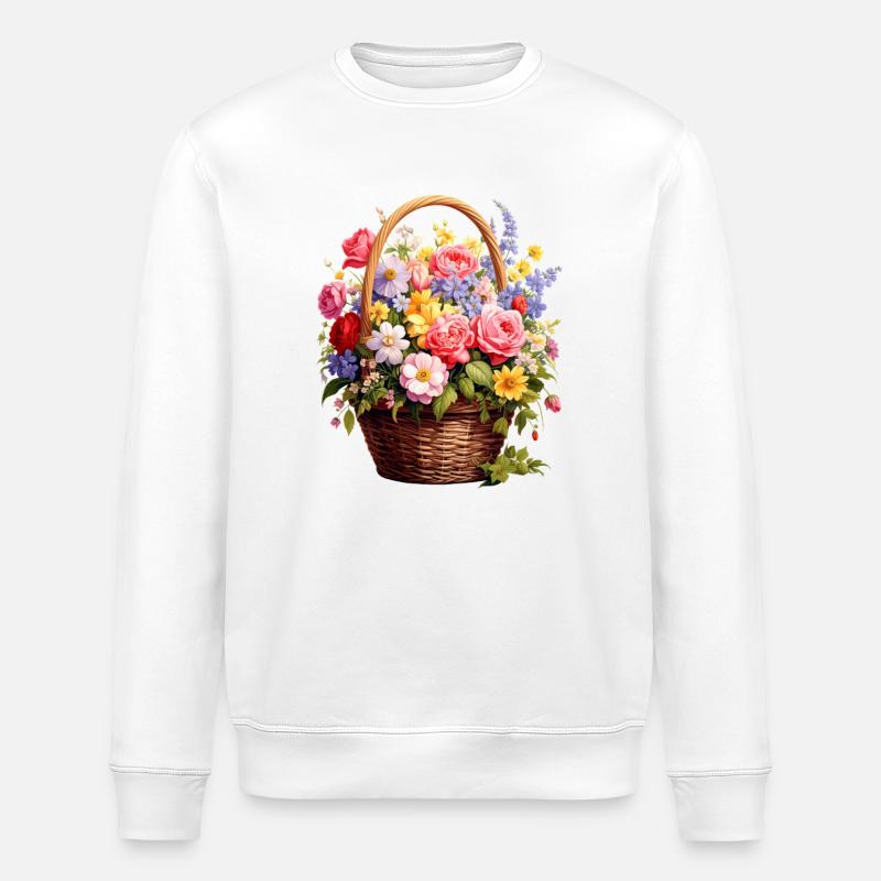 Weidenkorb mit Frühlingsblumen - Stanley/Stella Unisex Bio-Sweatshirt ROLLER - Weiß