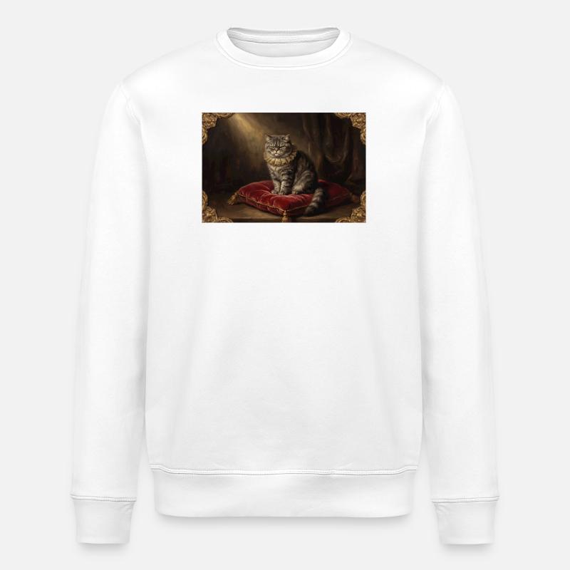 Königliche Katzenpose im Barockrahmen - Stanley/Stella Unisex Bio-Sweatshirt ROLLER - Weiß