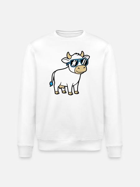 Cool Cow Sunglasses Casual Vector - Stanley/Stella ROLLER Unisex Organic Sweatshirt - white