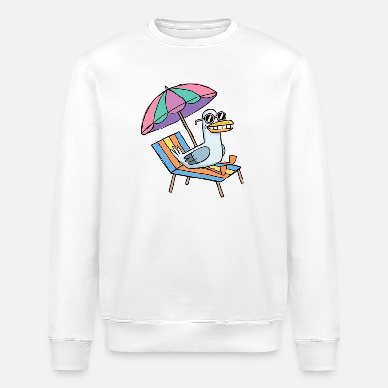 Möwe macht Urlaub - Stanley/Stella Unisex Bio-Sweatshirt ROLLER - Weiß