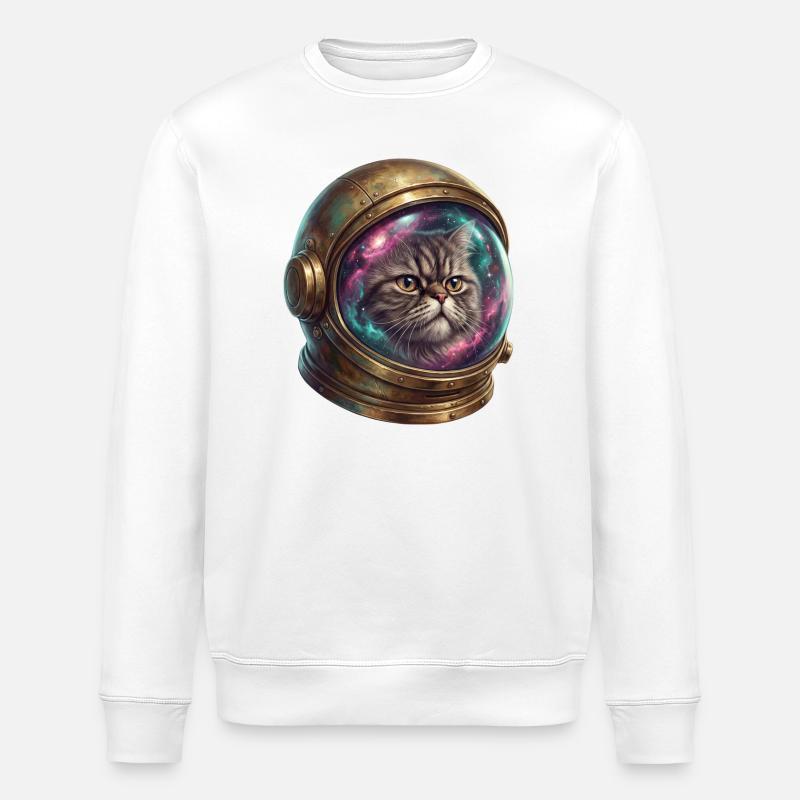 Astronaute chat dans un casque spatial - Sweat bio ROLLER Stanley/Stella Unisexe - blanc