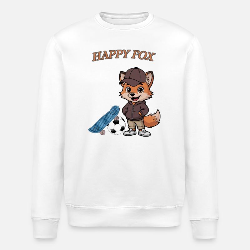 Happy Fox - Stanley/Stella Unisex Bio-Sweatshirt ROLLER - Weiß