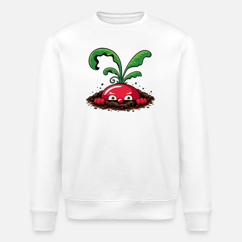 Neugieriges Radieschen aus der Erde  - Stanley/Stella Unisex Bio-Sweatshirt ROLLER - Weiß