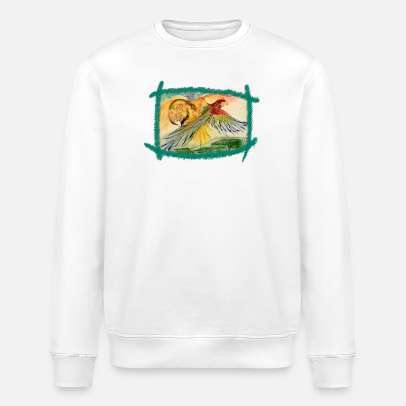 Aras over the rainforest - Stanley/Stella ROLLER Unisex Organic Sweatshirt - white