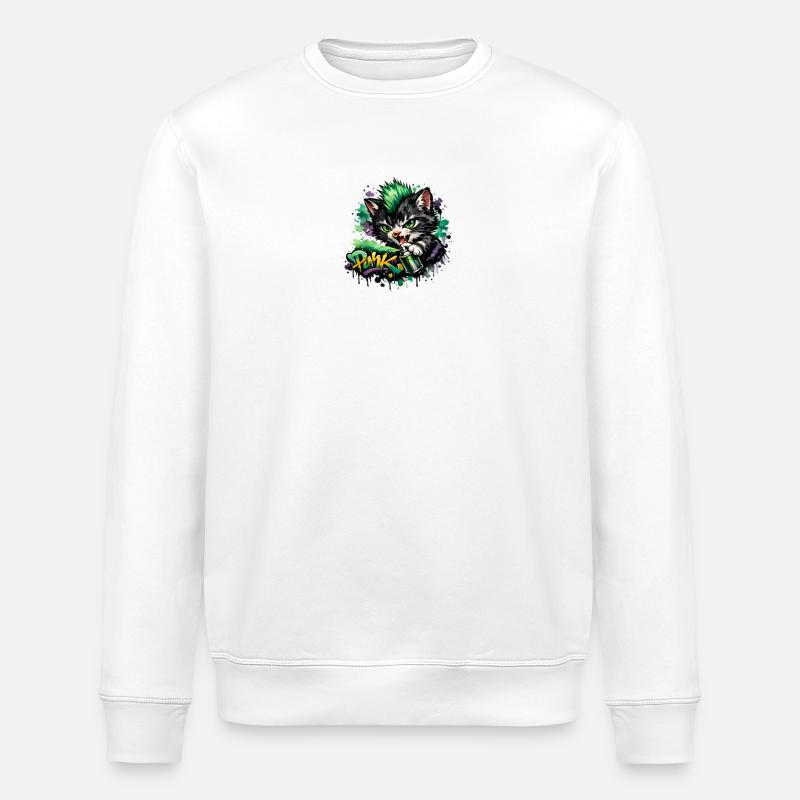 Graffiti-Katze Sprühkunst Neon - Stanley/Stella Unisex Bio-Sweatshirt ROLLER - Weiß