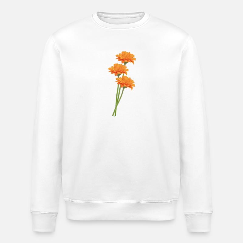 Orange Gerbera Trio - Sweat bio ROLLER Stanley/Stella Unisexe - blanc