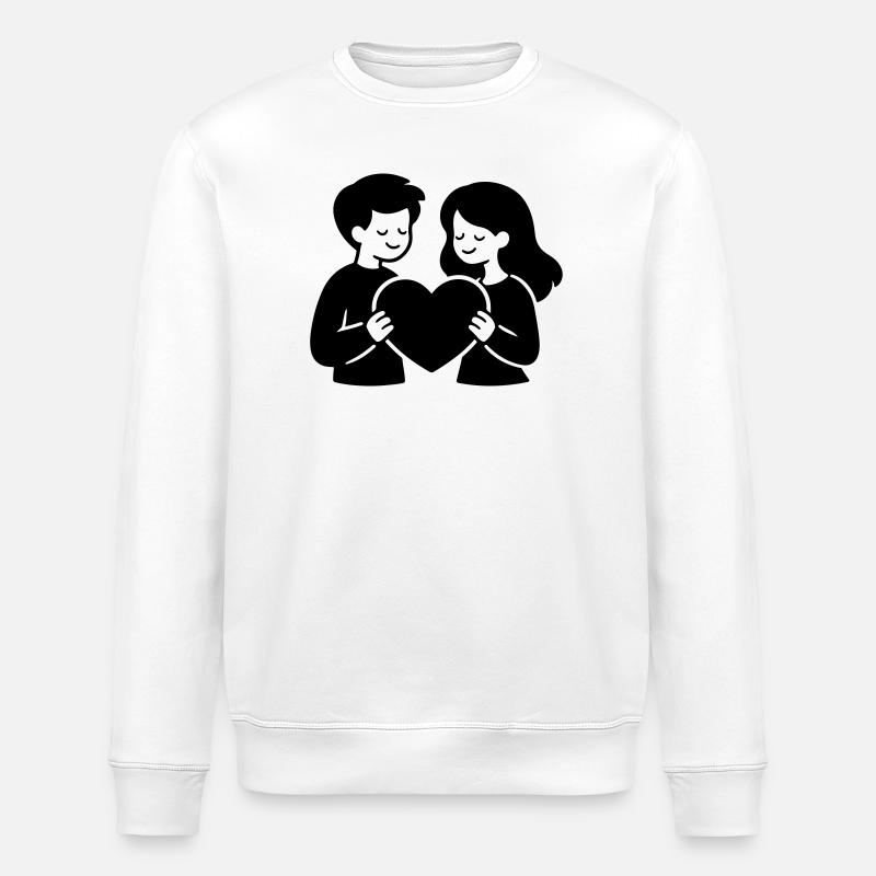 Verliebt Paar Herz - Stanley/Stella Unisex Bio-Sweatshirt ROLLER - Weiß