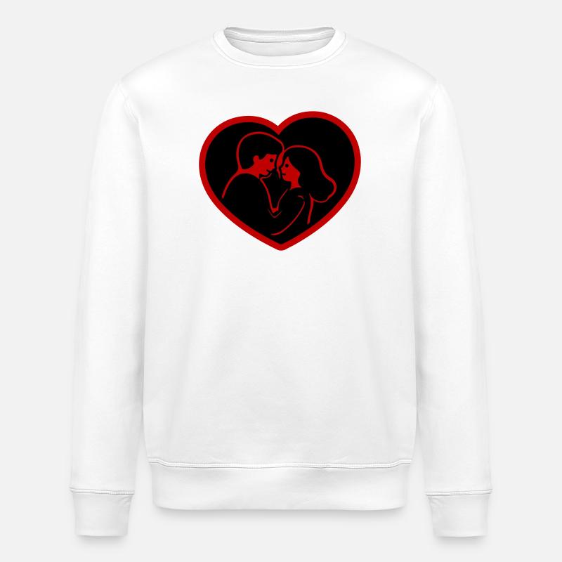 Herz Verliebt Paar - Stanley/Stella Unisex Bio-Sweatshirt ROLLER - Weiß