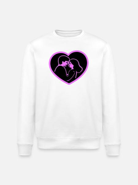 Herz Verliebt Paar - Stanley/Stella Unisex Bio-Sweatshirt ROLLER - Weiß