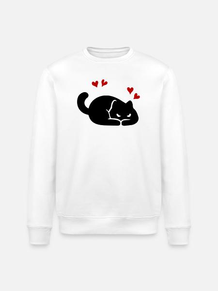 Katze Herz Liebe - Stanley/Stella Unisex Bio-Sweatshirt ROLLER - Weiß