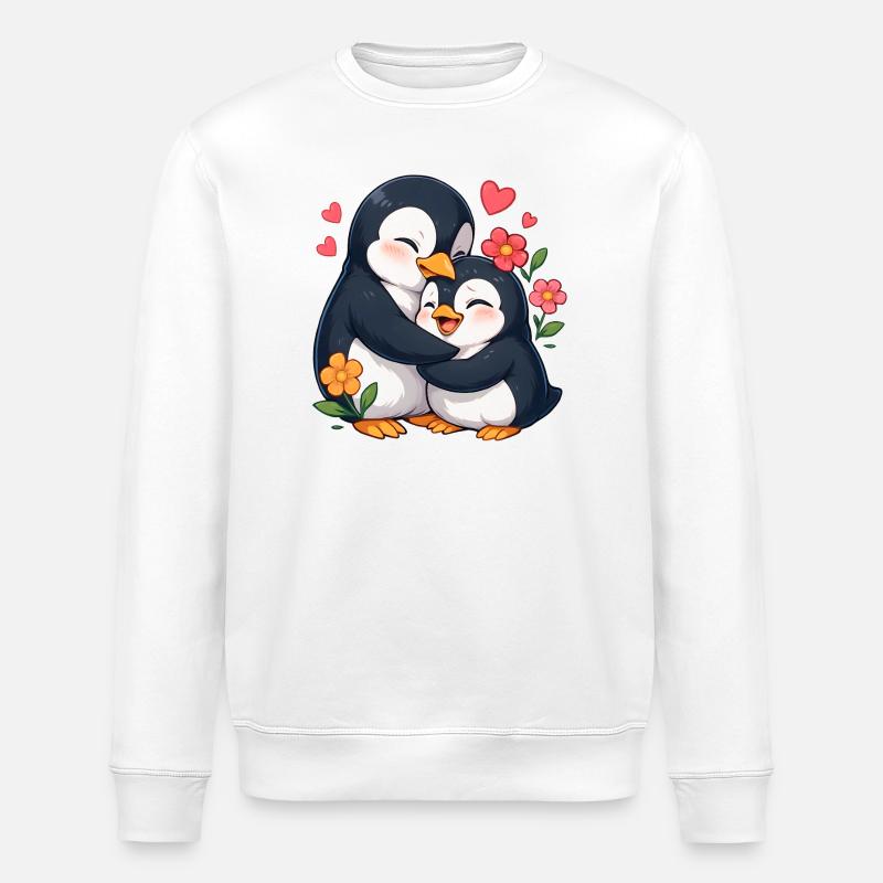 Kuschelpinguin Herzduo - Stanley/Stella Unisex Bio-Sweatshirt ROLLER - Weiß