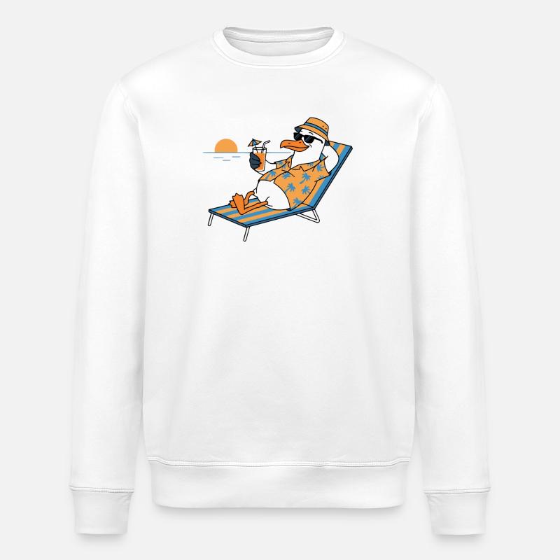 Sonnenstrand-Pinguin Hawaii - Stanley/Stella Unisex Bio-Sweatshirt ROLLER - Weiß