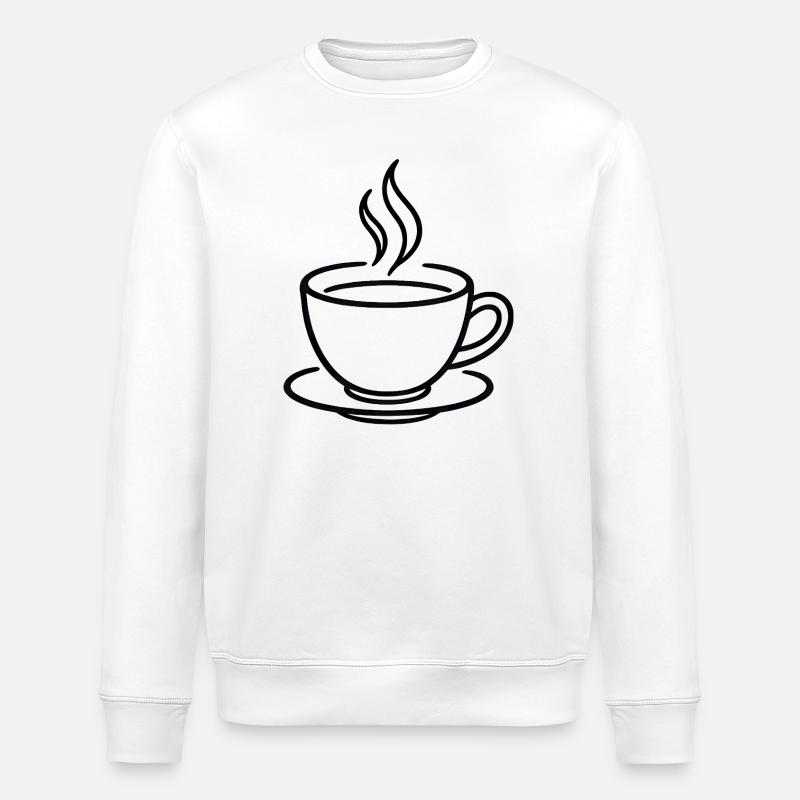 Coffee cup in minimal lines - Stanley/Stella ROLLER Unisex Organic Sweatshirt - white
