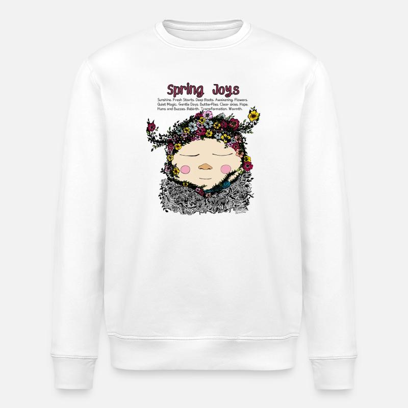Spring Joy Gnome – Gemütliche Naturillustration - Stanley/Stella Unisex Bio-Sweatshirt ROLLER - Weiß