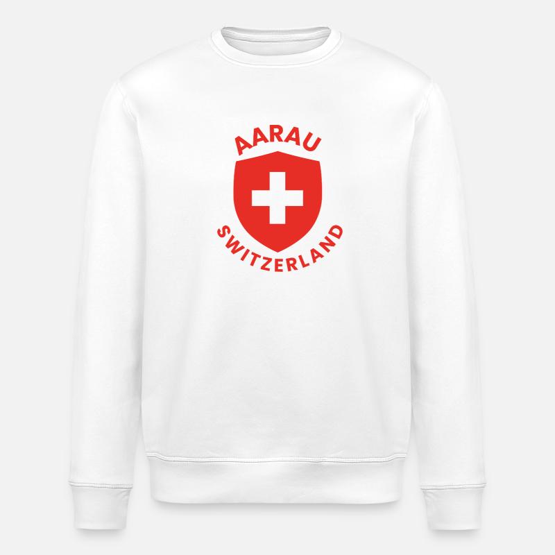 Aarau Schweiz Schilddesign - Stanley/Stella Unisex Bio-Sweatshirt ROLLER - Weiß