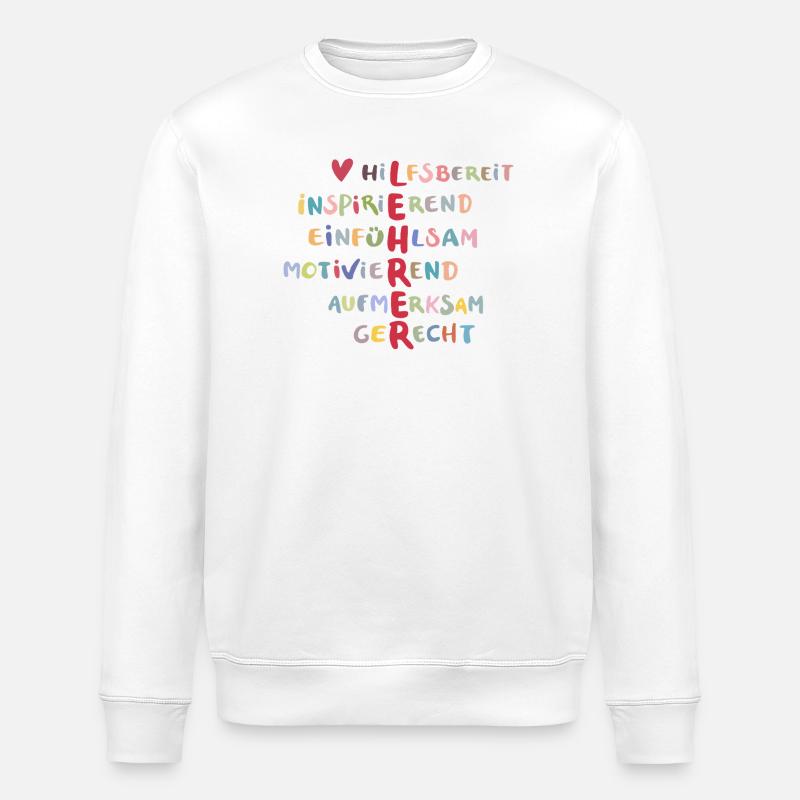 Farbenfrohe Werte Collage – Hilfsbereit - Stanley/Stella Unisex Bio-Sweatshirt ROLLER - Weiß