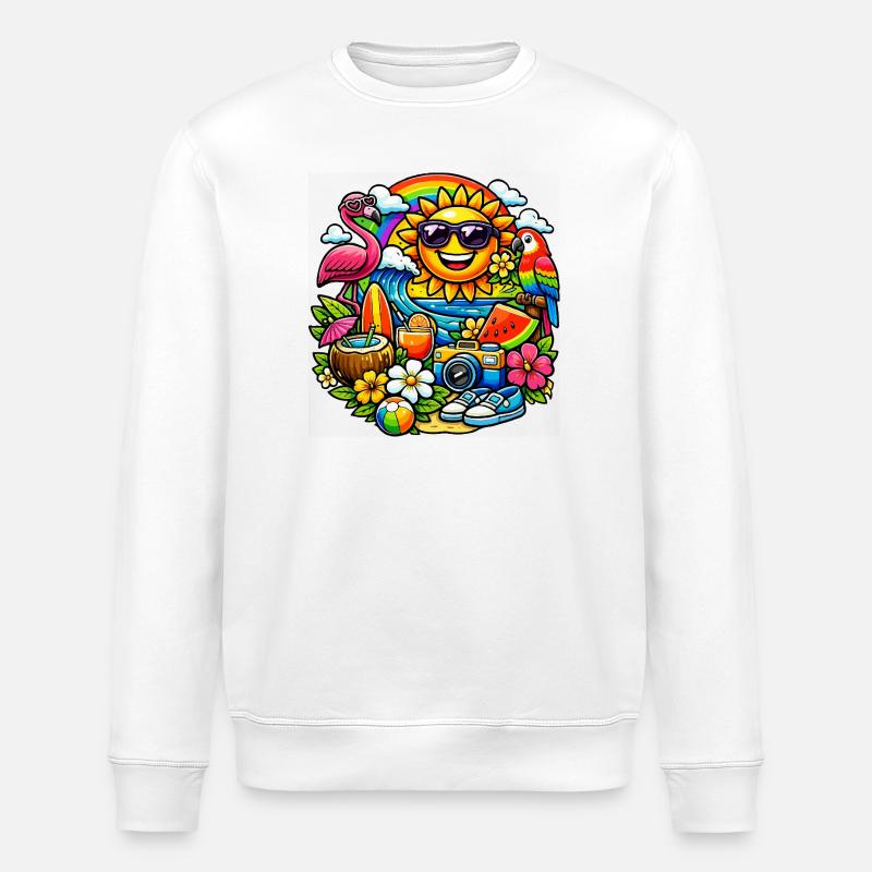 Conception d’été tropical baignée de soleil - Sweat bio ROLLER Stanley/Stella Unisexe - blanc