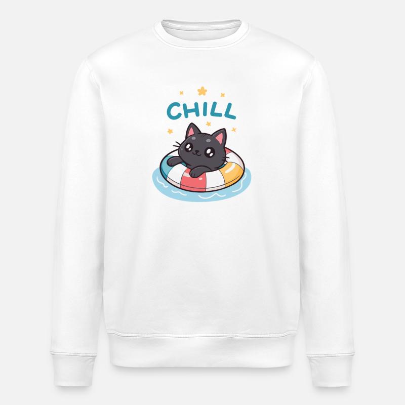 Chat Flottant Chill Bouée - Sweat bio ROLLER Stanley/Stella Unisexe - blanc