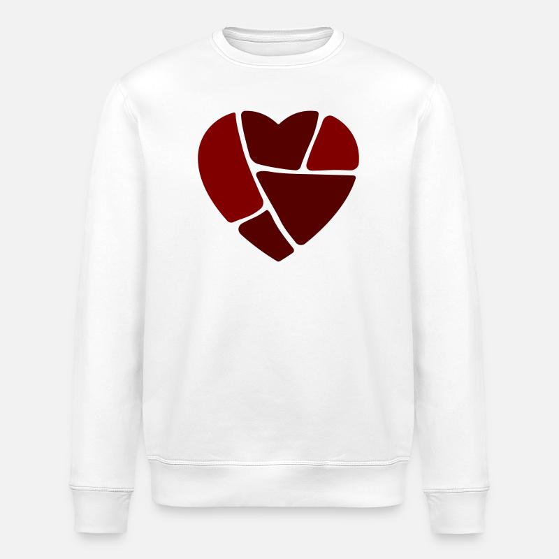 Mosaikherz: Zerbrochenes rotes Glas - Stanley/Stella Unisex Bio-Sweatshirt ROLLER - Weiß