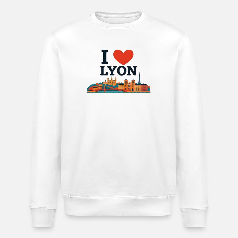 I Love Lyon – Bunte Skyline - Stanley/Stella Unisex Bio-Sweatshirt ROLLER - Weiß