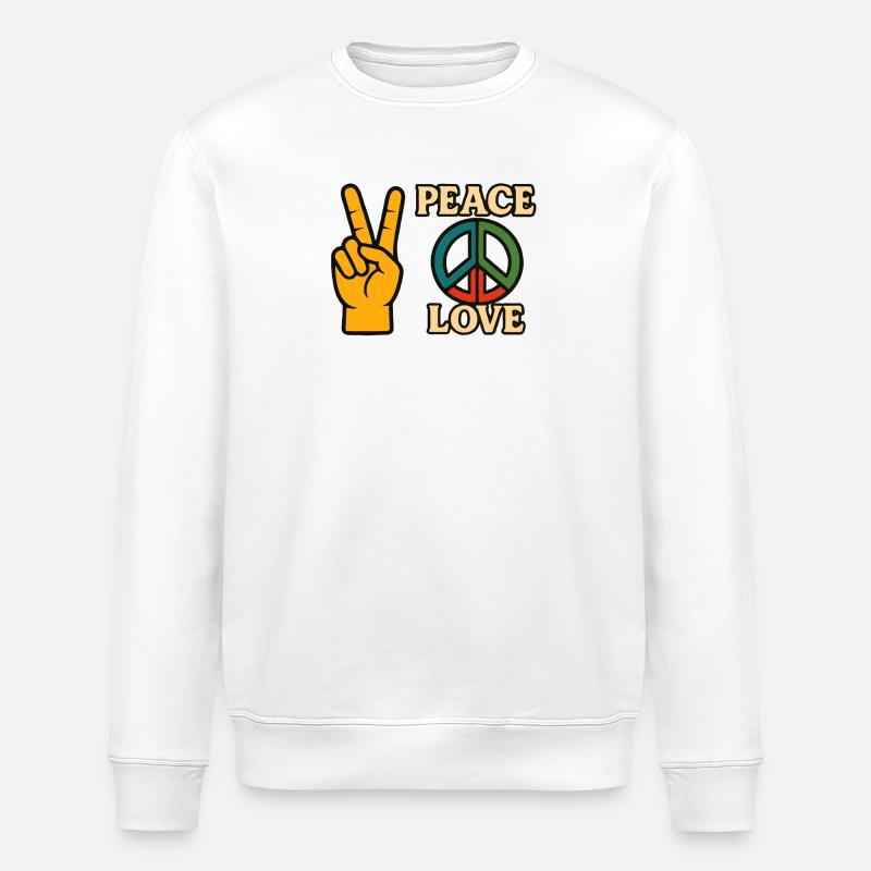 Peace and Love Icon Peace Tee - Stanley/Stella ROLLER Unisex Organic Sweatshirt - white