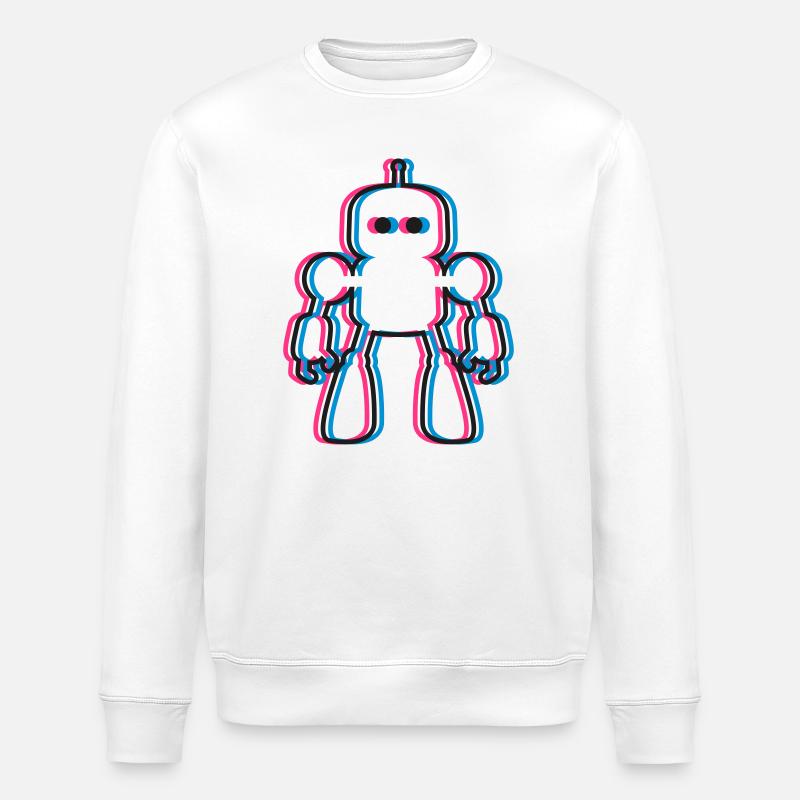 Robot 3D Effect AI Sci-Fi - Stanley/Stella ROLLER Unisex Organic Sweatshirt - white