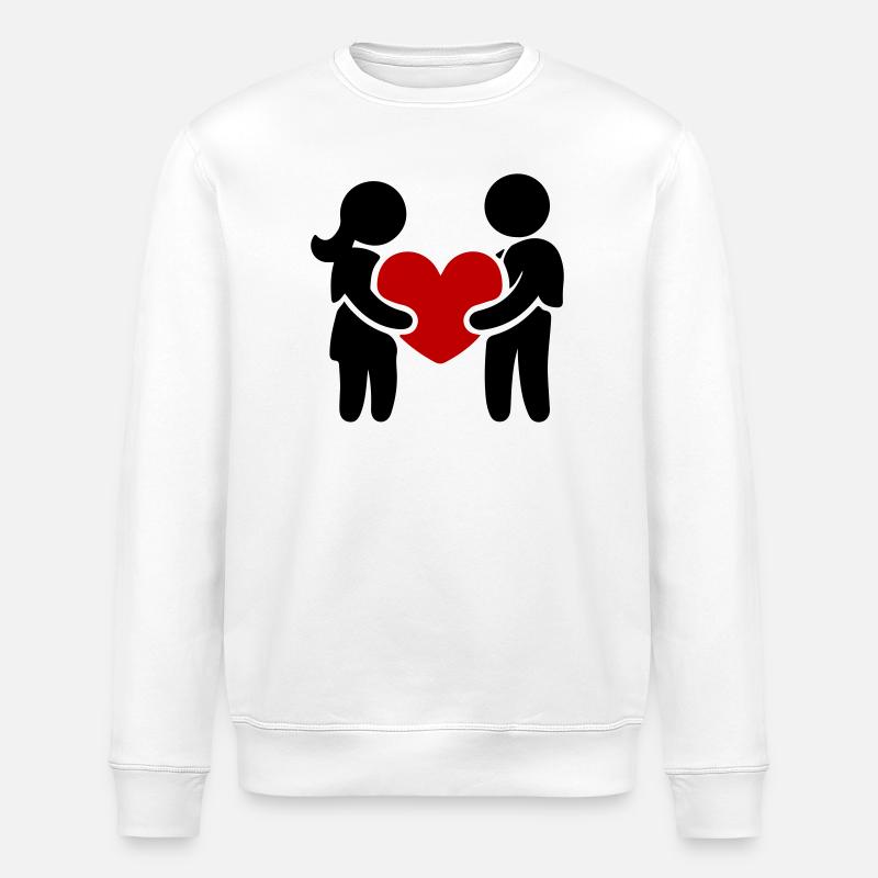 Paar Verliebt Herz - Stanley/Stella Unisex Bio-Sweatshirt ROLLER - Weiß