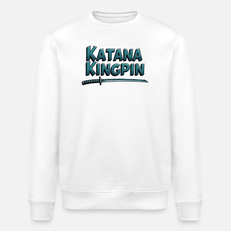 Katana Kingpin – Samurai-udtalelse - Stanley/Stella økologisk unisex-sweatshirt ROLLER - hvid