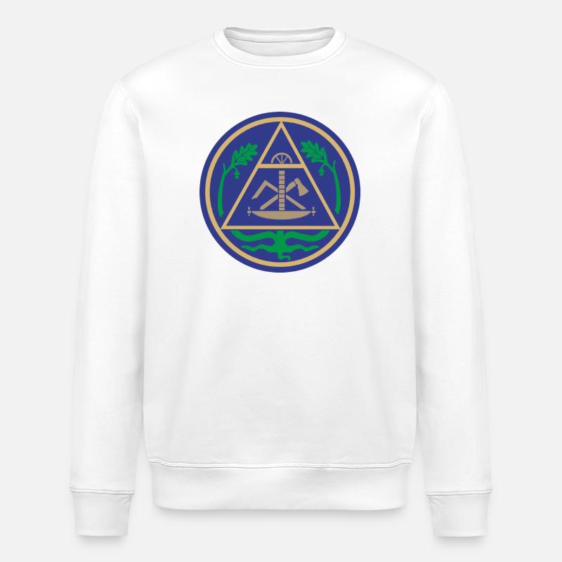 51195_Zimmerer Geometric Triangle Emblem - Stanley/Stella ROLLER Unisex Organic Sweatshirt - white