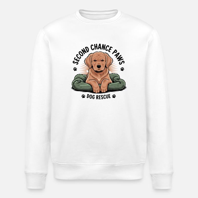 Second Chance Paws Hund Rettung - Stanley/Stella Unisex Bio-Sweatshirt ROLLER - Weiß