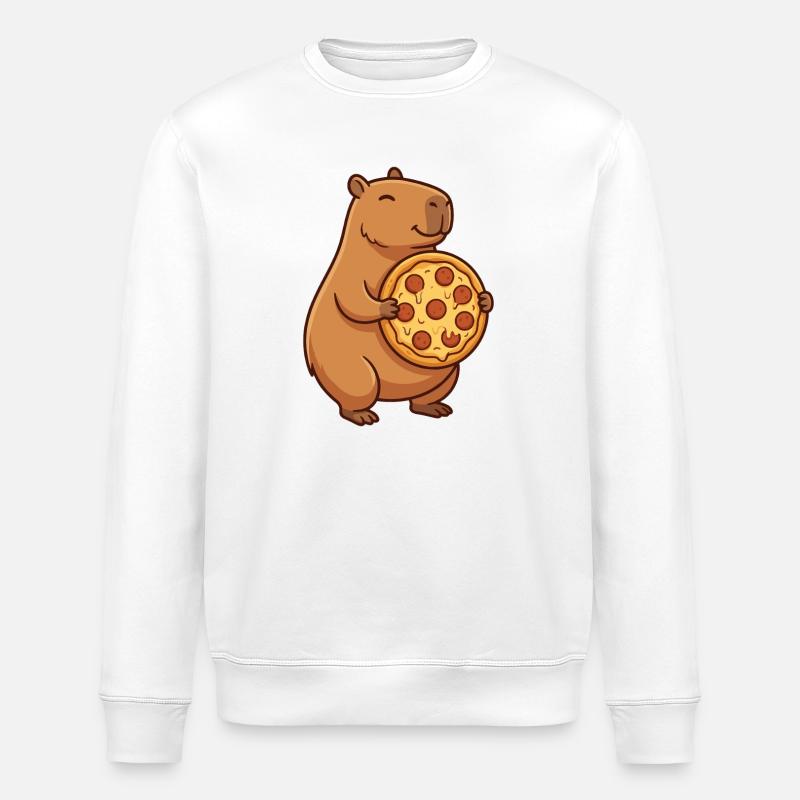 Capybara avec pizza - Sweat bio ROLLER Stanley/Stella Unisexe - blanc