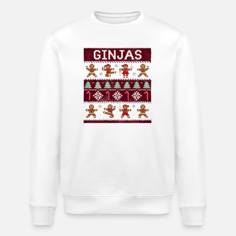 Ginjas Lebkuchen-Weihnachtspullover - Stanley/Stella Unisex Bio-Sweatshirt ROLLER - Weiß