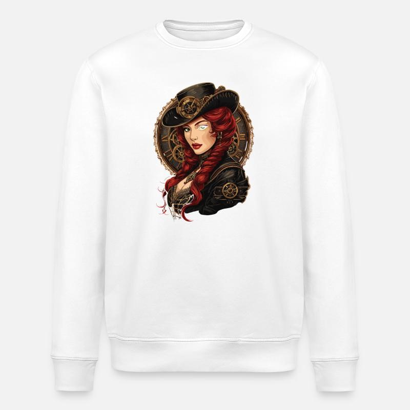 Steam Punk Schöne Frauen Steampunk - Stanley/Stella Unisex Bio-Sweatshirt ROLLER - Weiß