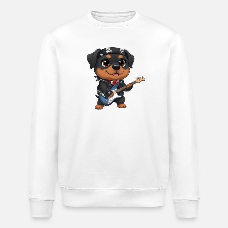 Punk Hund Gitarrist - Stanley/Stella Unisex Bio-Sweatshirt ROLLER - Weiß
