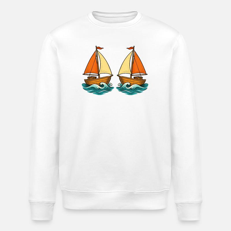 Segelboote im Meer - Stanley/Stella Unisex Bio-Sweatshirt ROLLER - Weiß