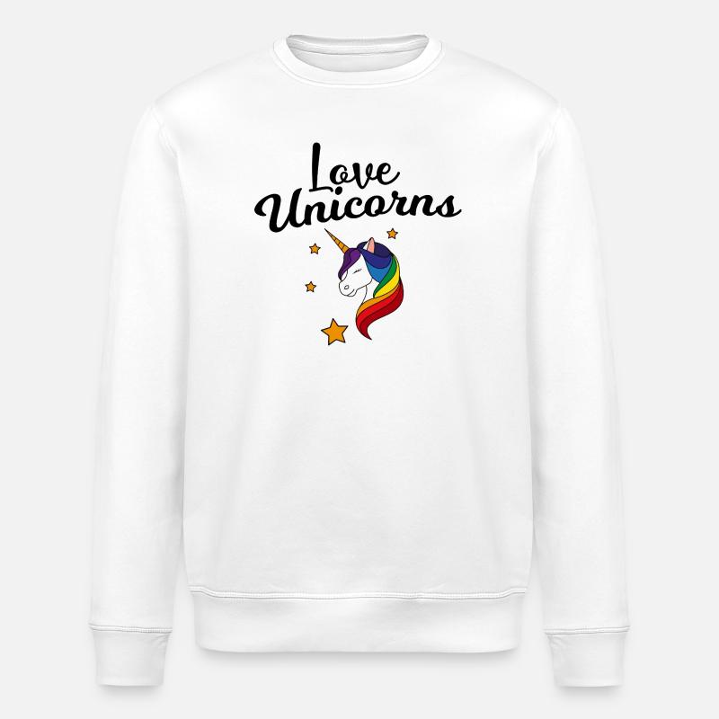 Regenbogen Einhorn Sternenzauber - Stanley/Stella Unisex Bio-Sweatshirt ROLLER - Weiß