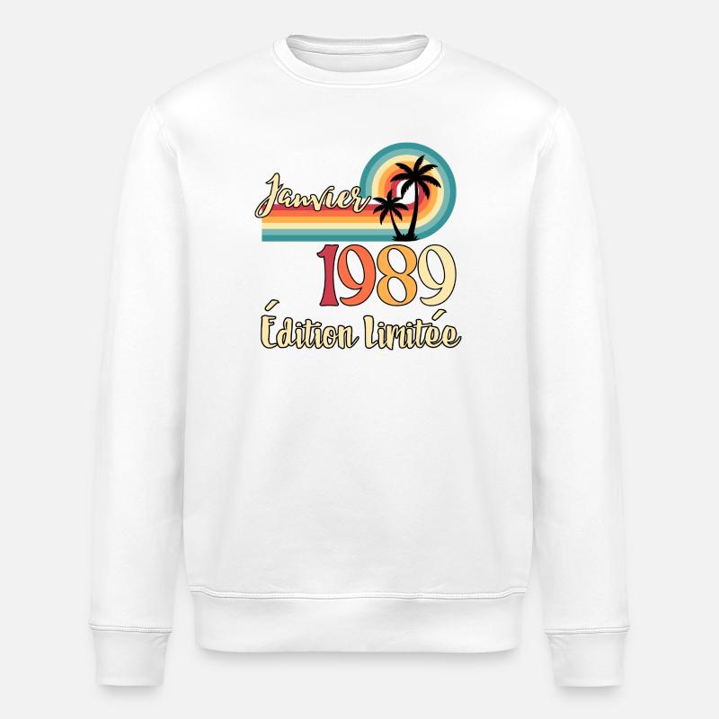 Januar 1989 – Retro Limited Edition - Stanley/Stella Unisex Bio-Sweatshirt ROLLER - Weiß