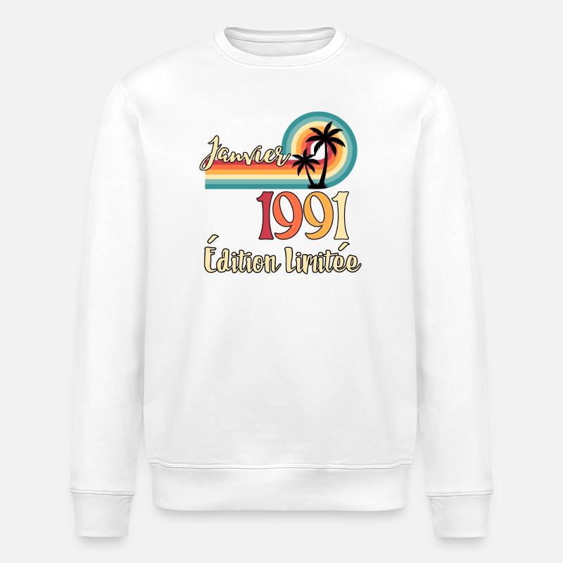 Januar 1991 – Retro Limited Edition - Stanley/Stella Unisex Bio-Sweatshirt ROLLER - Weiß