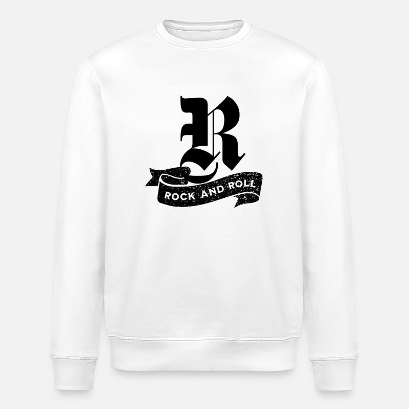 Rock and Roll Tilted Text - Stanley/Stella ROLLER Unisex Organic Sweatshirt - white