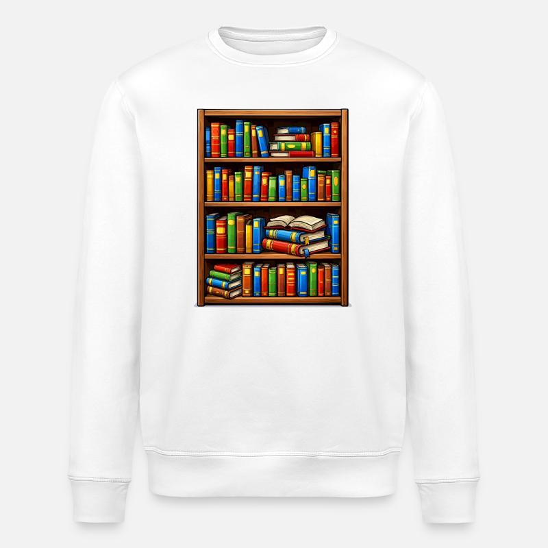 Bibliothèque Illustrato de Bibliothèques - Sweat bio ROLLER Stanley/Stella Unisexe - blanc