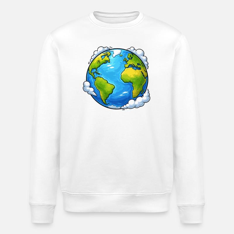 Planète Monde Terrestre - Sweat bio ROLLER Stanley/Stella Unisexe - blanc